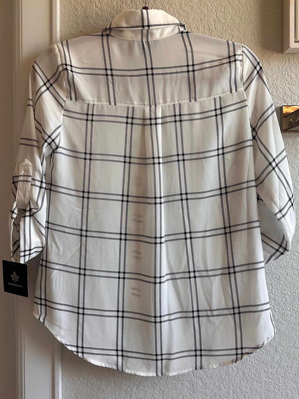Fortune & Ivy White Plaid Button-Down size:xs - Picture 2 of 2